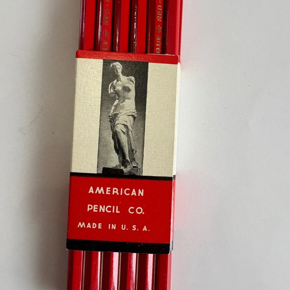 Vintage American Pencil Co Venus Unique Colored Pencils Red #1207 Dozen UNUSED - Picture 4 of 5